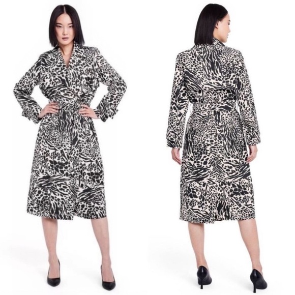 Sergio Hudson x Target Strong Shoulder Trench Coat in Animal Print NWT Small - Picture 1 of 14